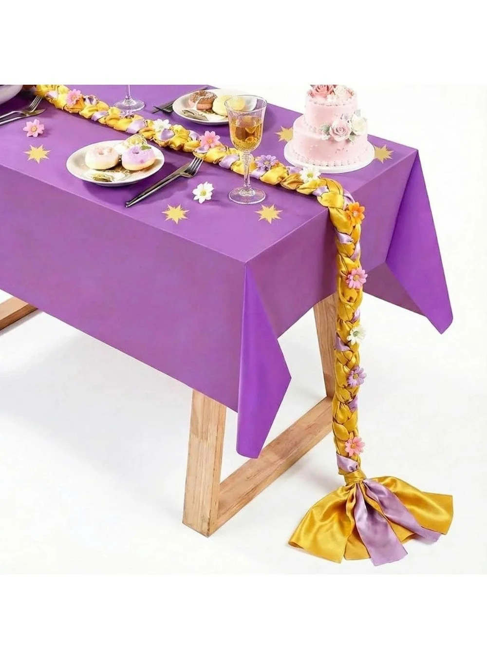 NWT Princess Theme Braided Table Runner Purple and Gold Satin 79 Inch